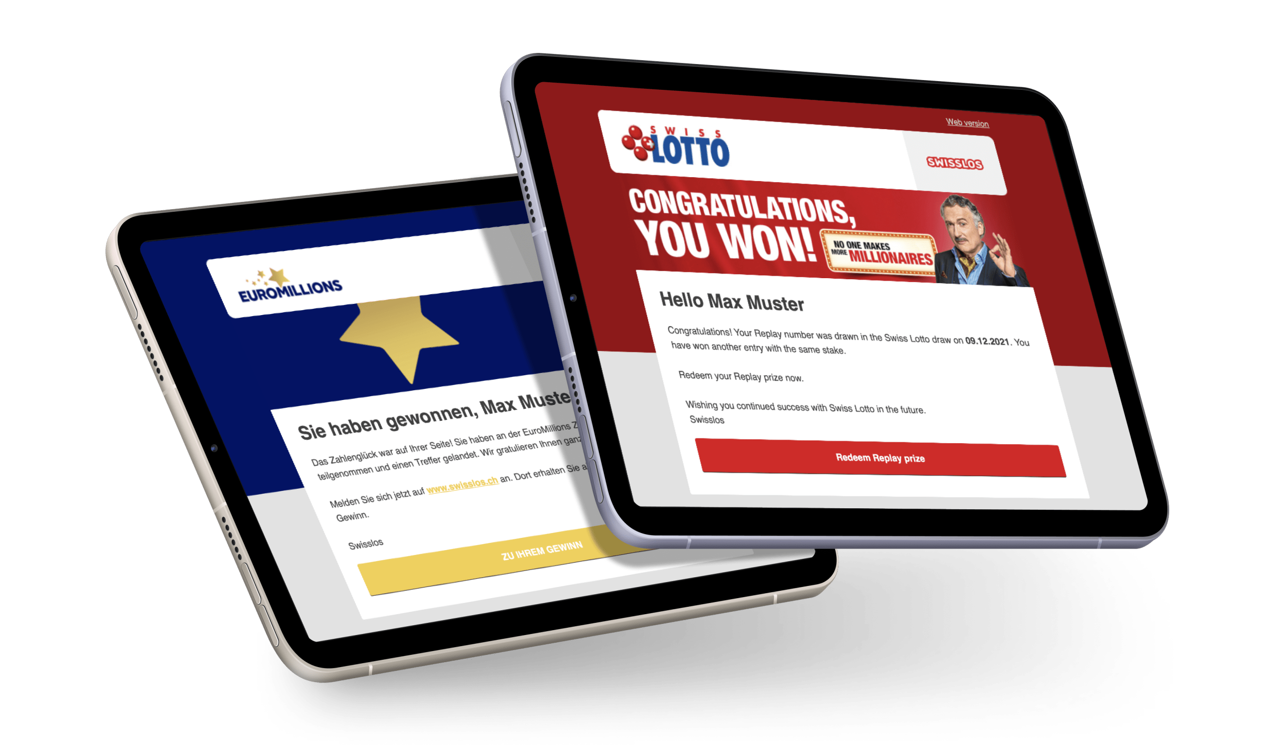 Screenshot of winning notification