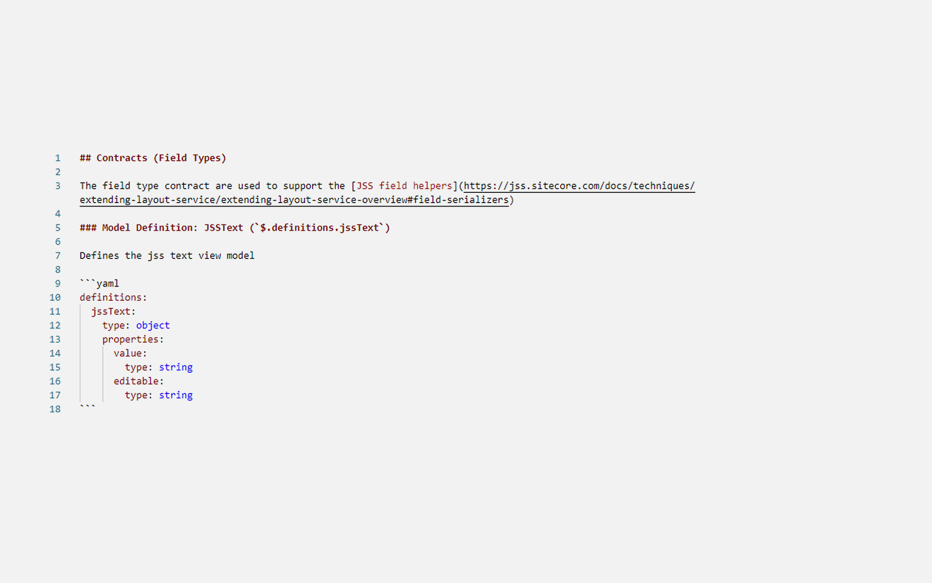 The image shows a short code snippet for a simple text field.