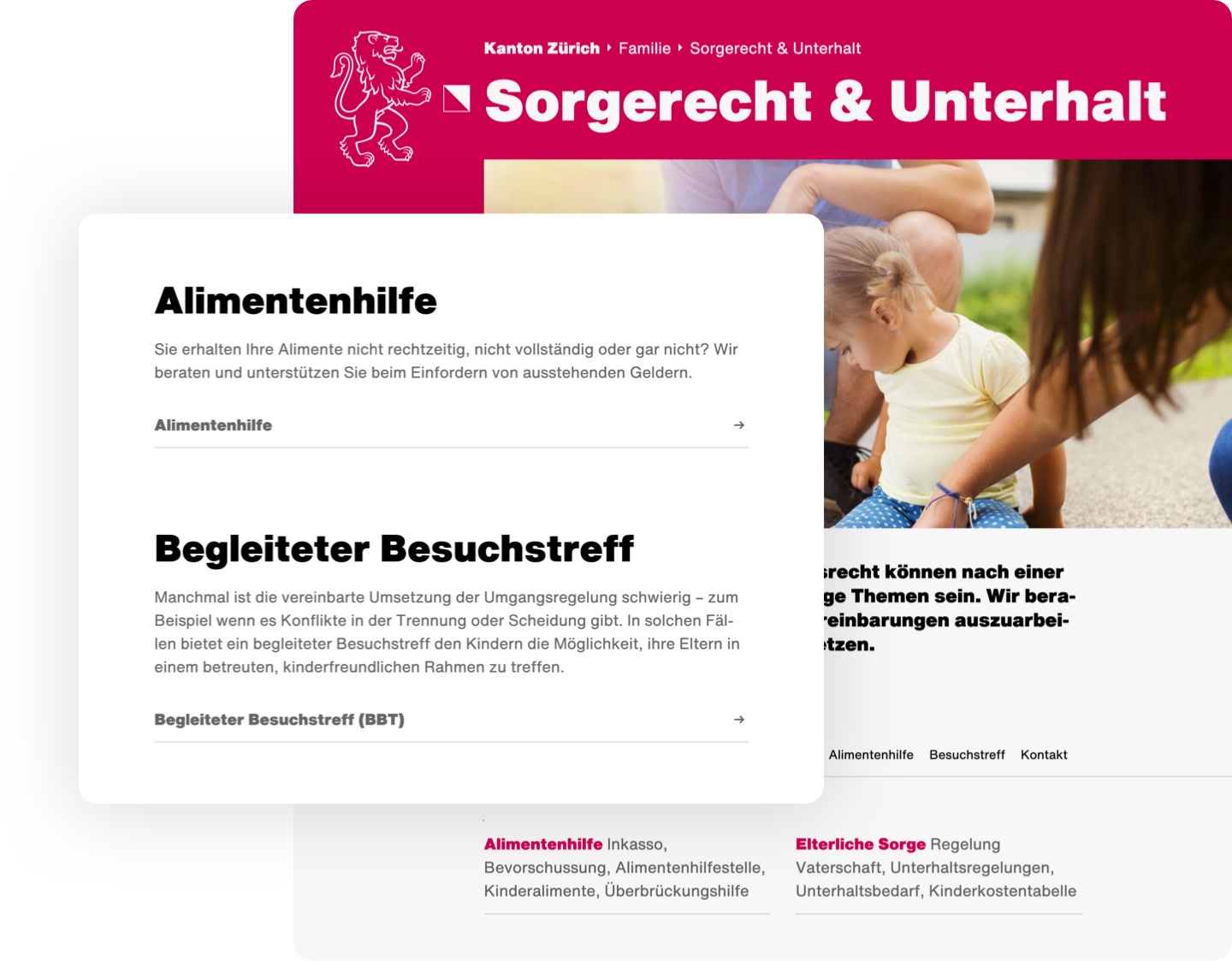 Screenshot https://www.zh.ch/de/familie/eltern-in-trennung/unterhalt-elterliche-sorge.html