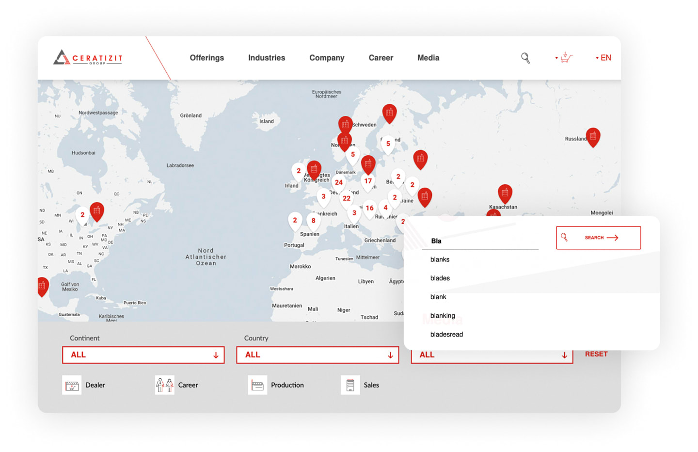 CERATIZIT Location search sales contacts