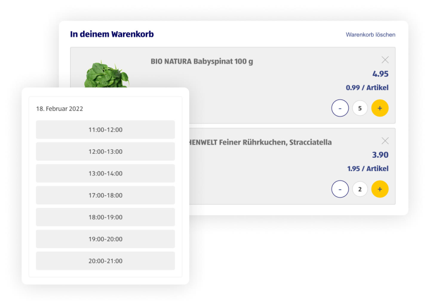 Screenshot delivery times www.aldi-now.ch