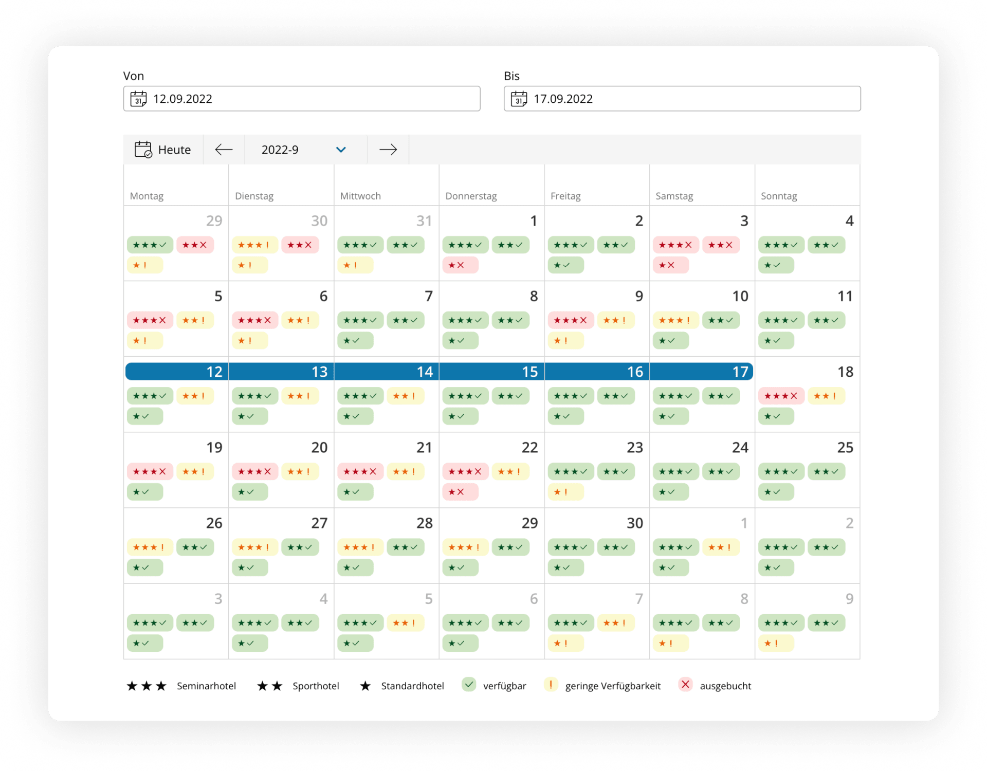 Screenshot Baspo Self Service Kalender Ansicht