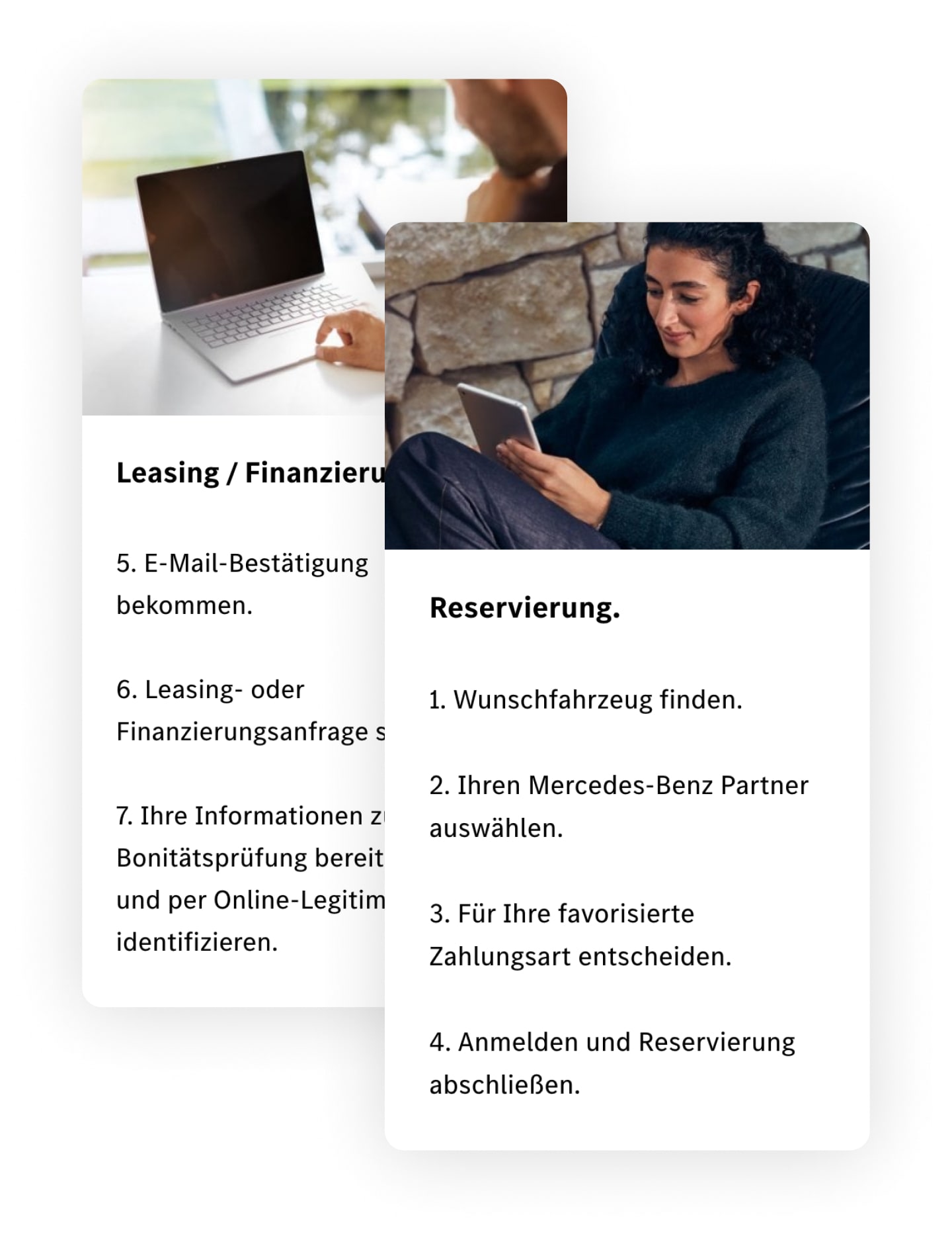 Darstellung unterschiedliche Geschäftsmodelle in B2B und B2C für Fahrzeugleasung und Fahrzeugreservierung.