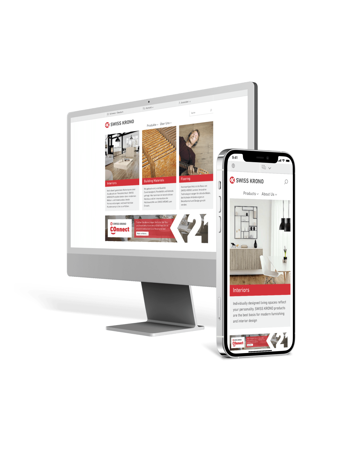 Unterschiedliche Devices von der Website von Swiss Krono.