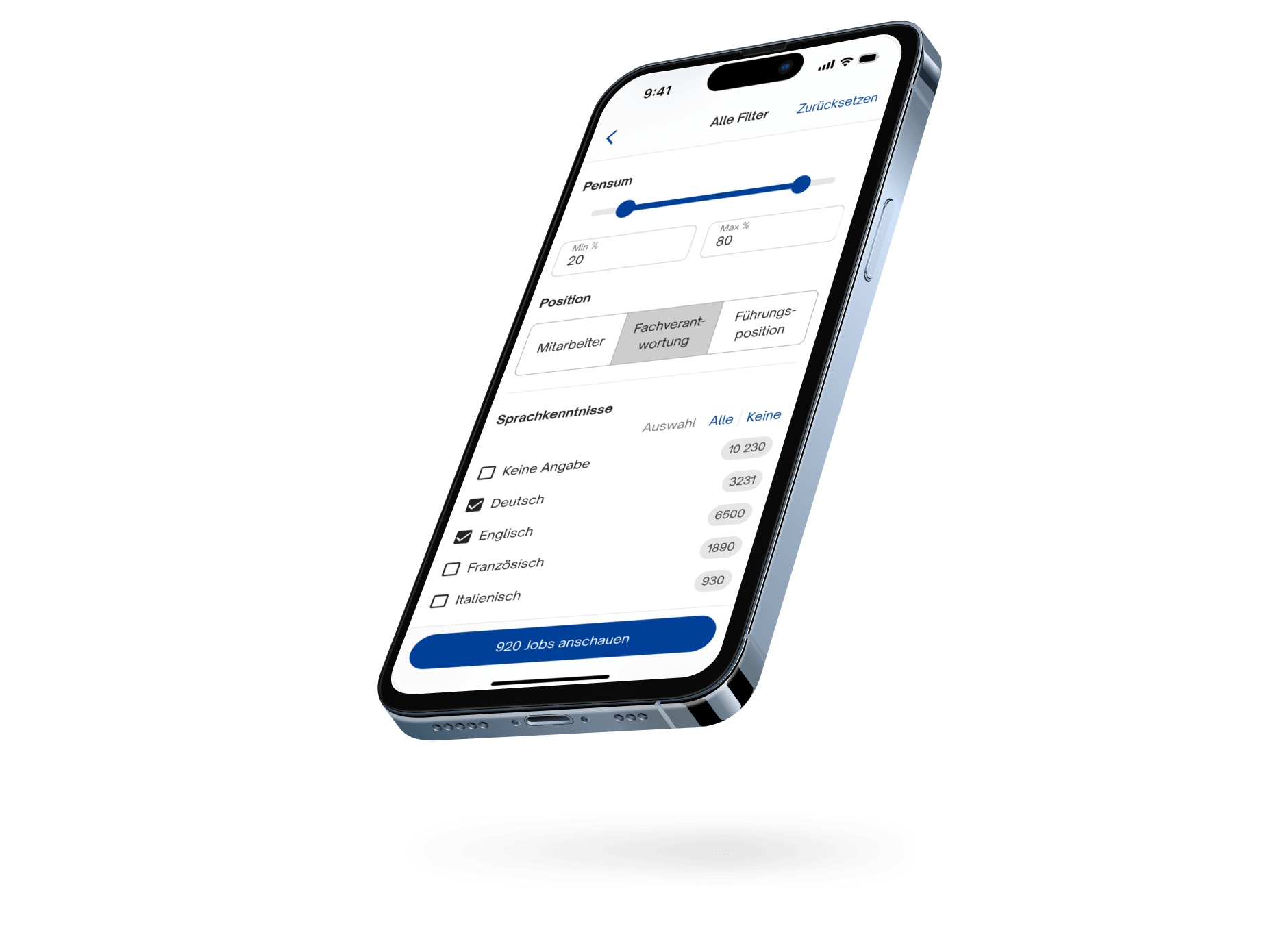 Screenshot App Einstellungen