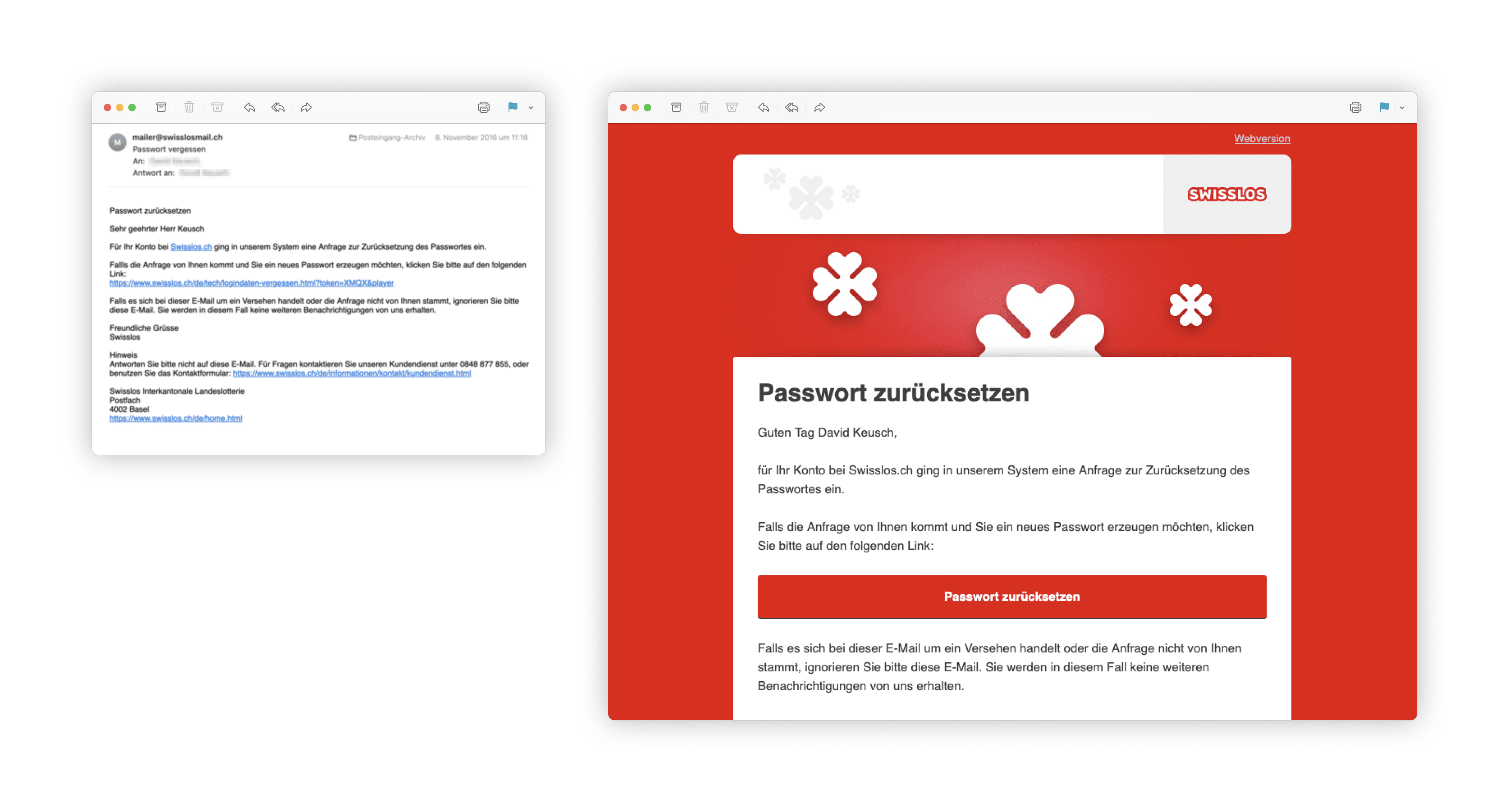 Passwort-Reset alt und neu