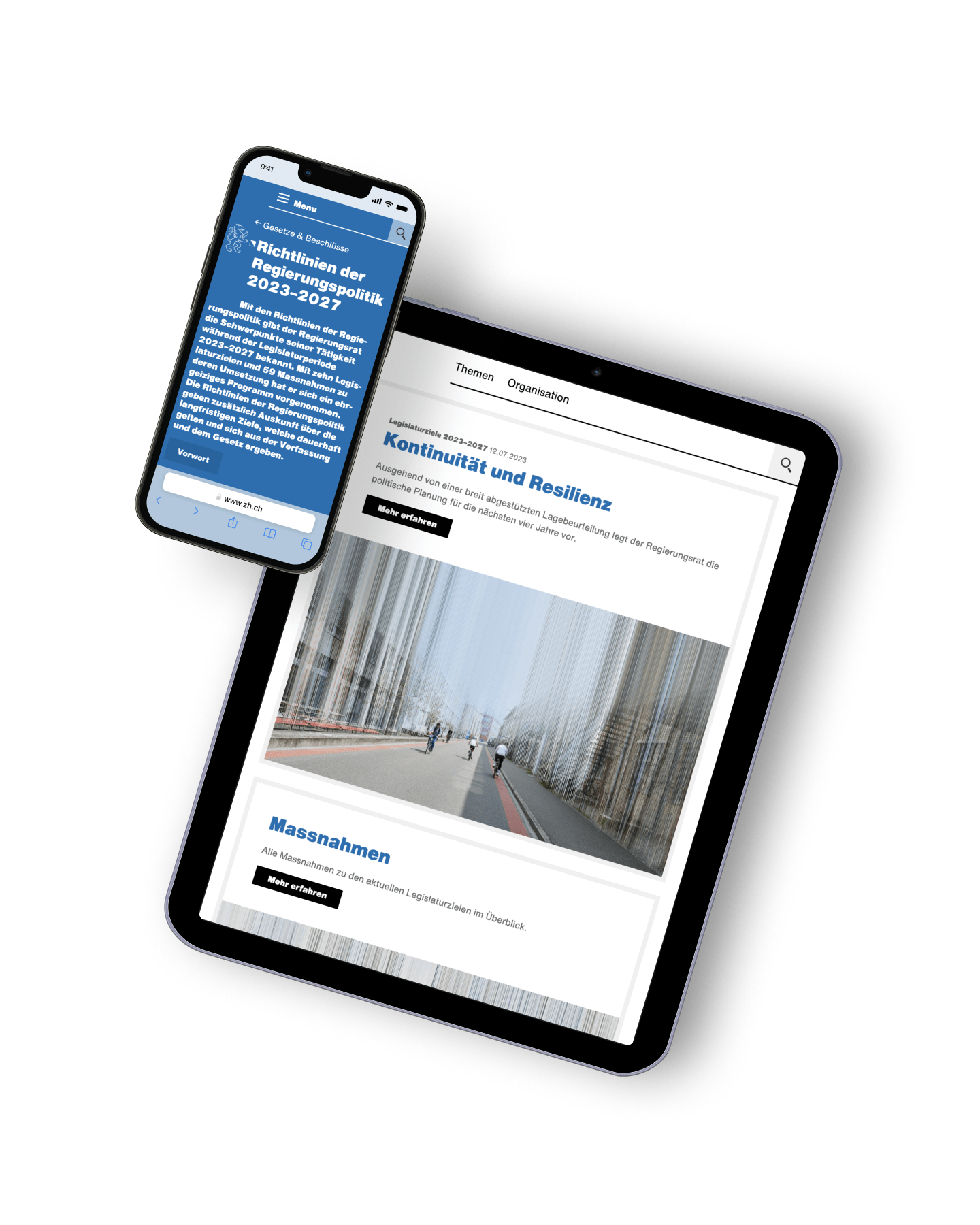 Unterschiedliche Device im responsive Design der Website vom Kanton Zürich