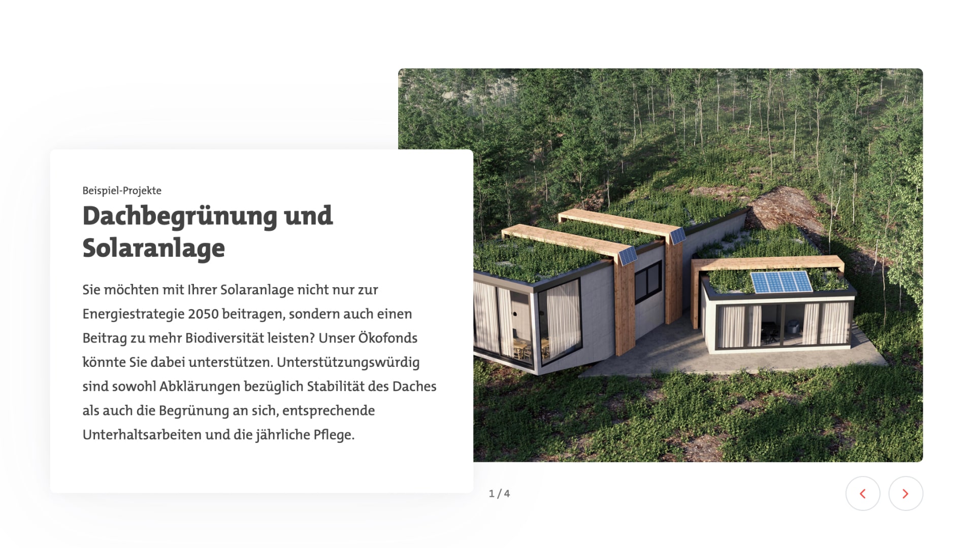 Example reference teaser: roof greening and solar panels