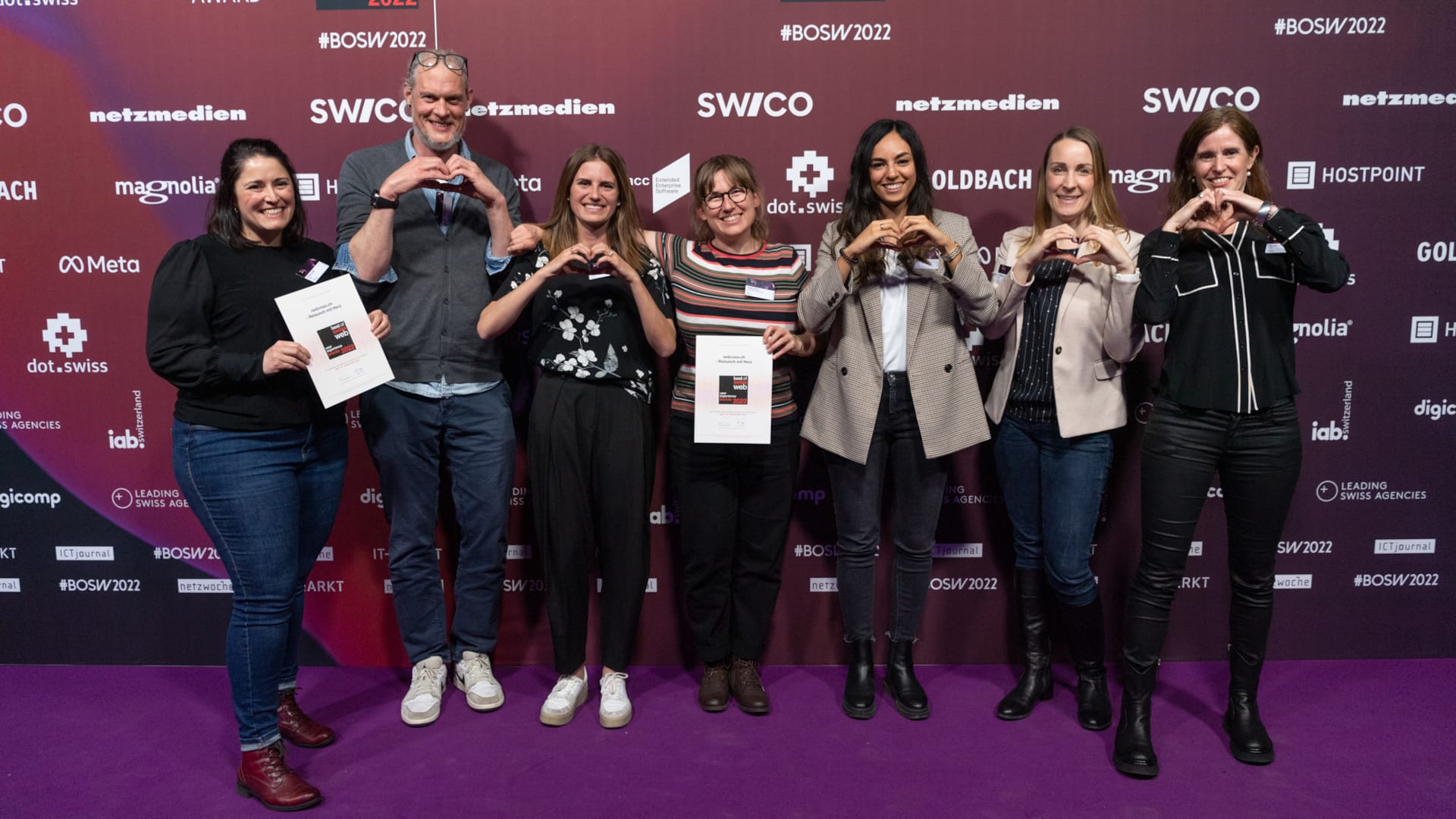 Das Projektteam von redcross.ch an der Best of Swiss Web Awardnight 2022.