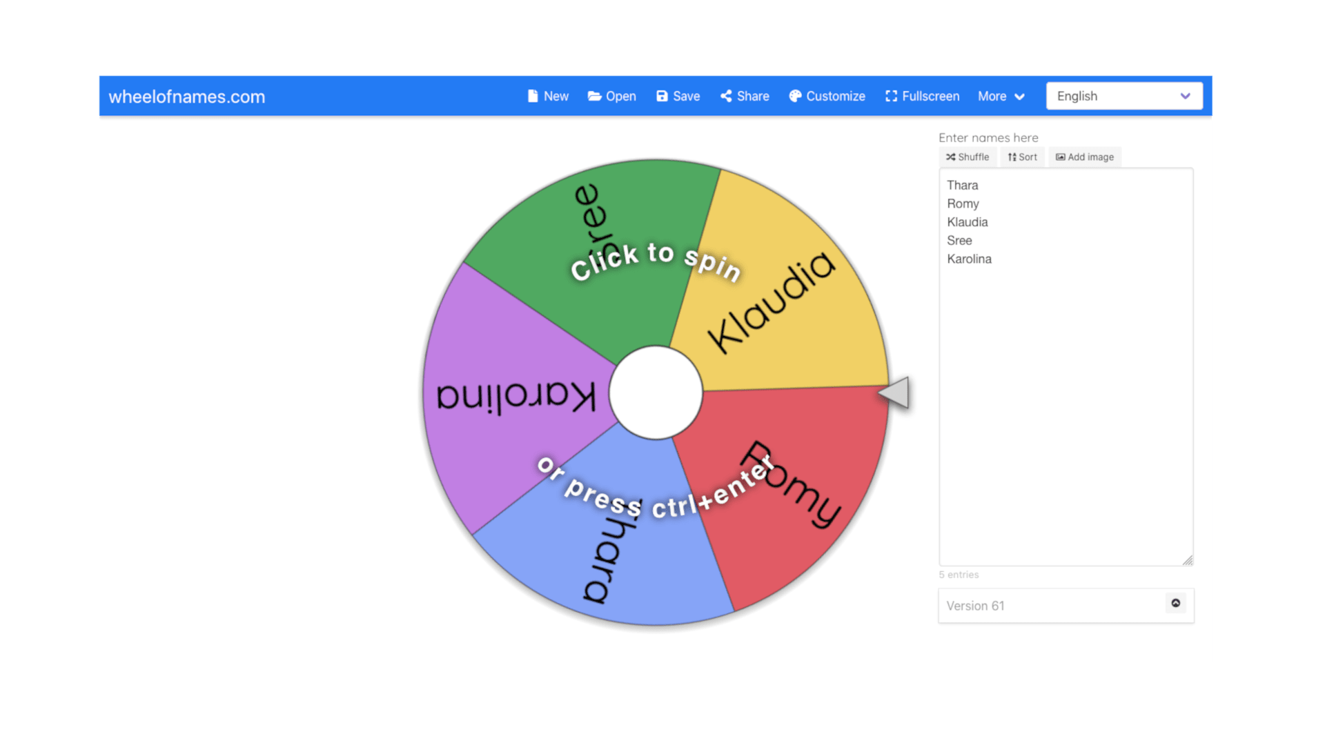 The wheel of fortune determines who may tell something personal about themselves at the end of the meeting.