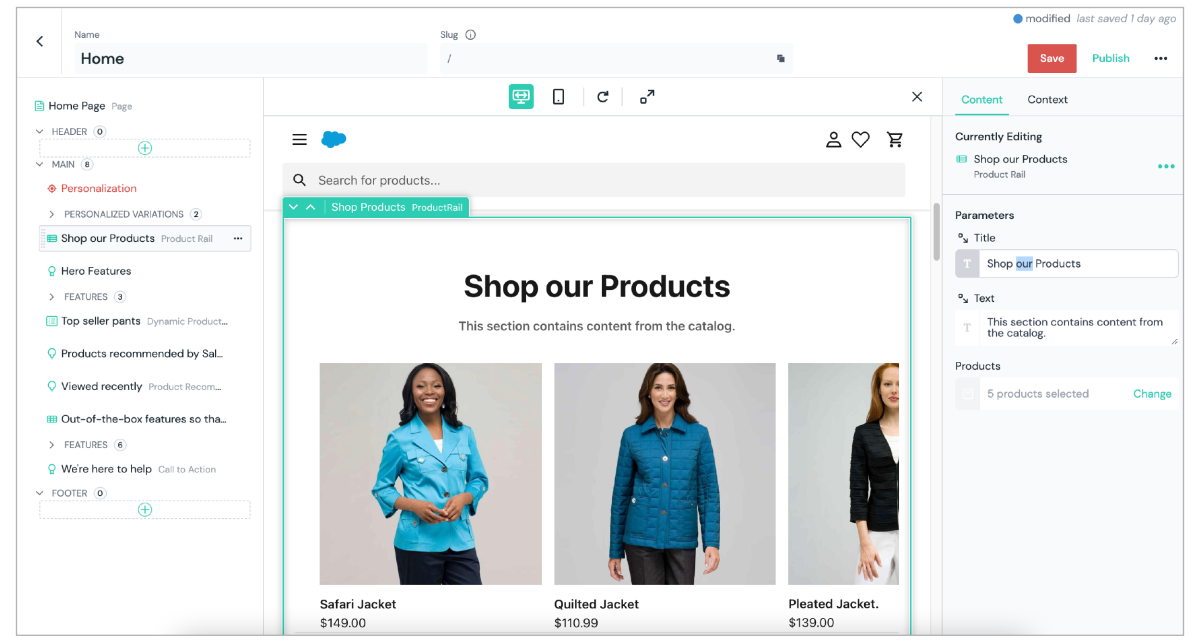 Salesforce integration page Merchandisers in control