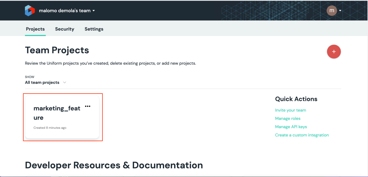 Click on project
