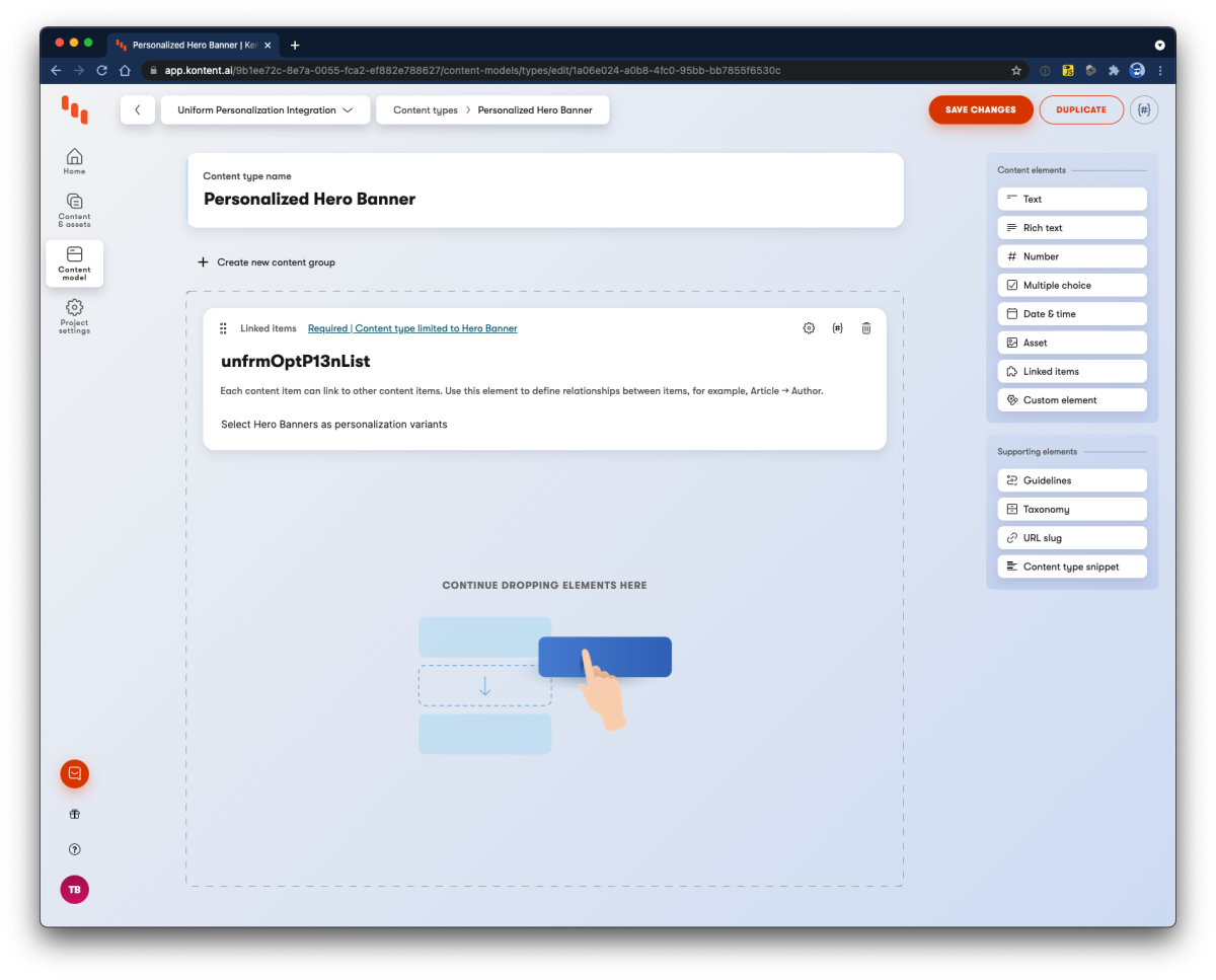 Kentico Kontent personalized hero component