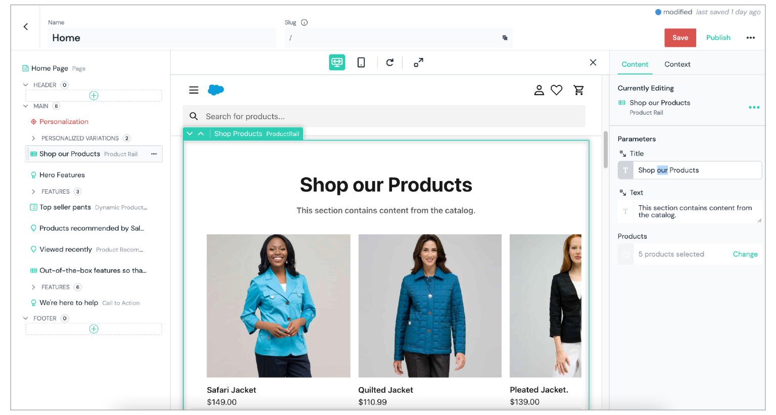 Salesforce integration page Merchandisers in control