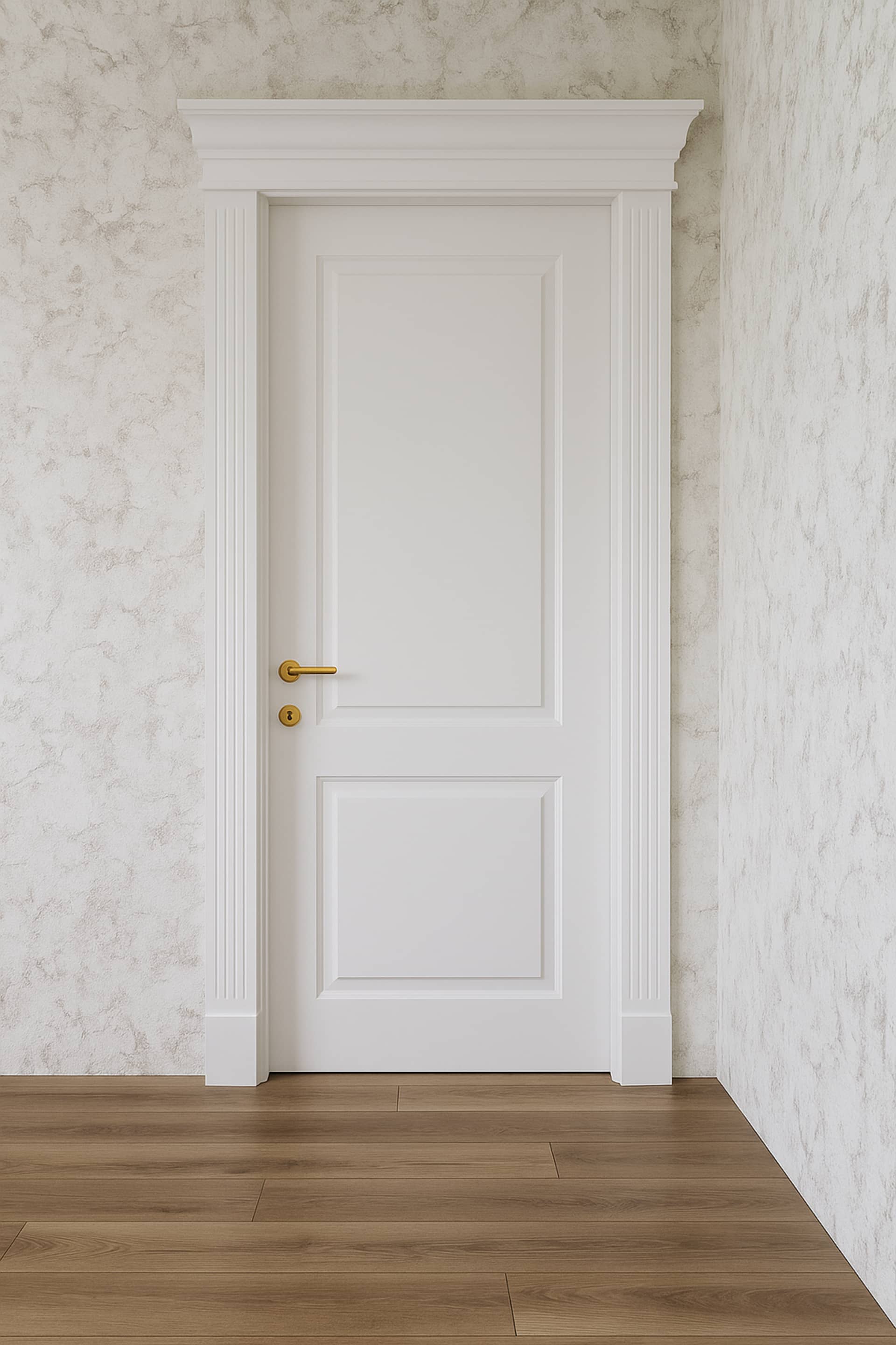 דלת פנים מעץ מלא בצבע לבן