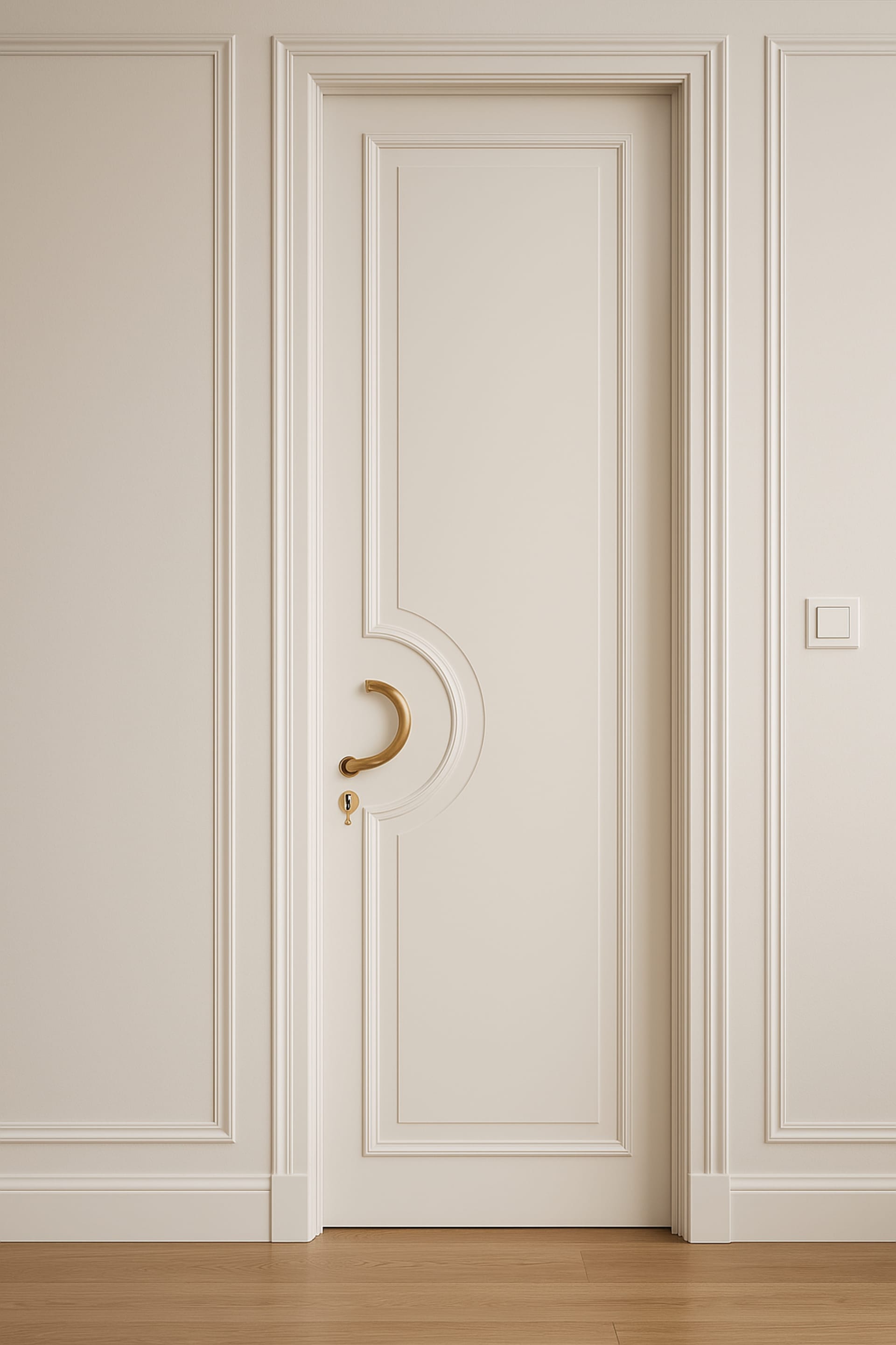 דלת פנים מעץ מלא בצבע לבן