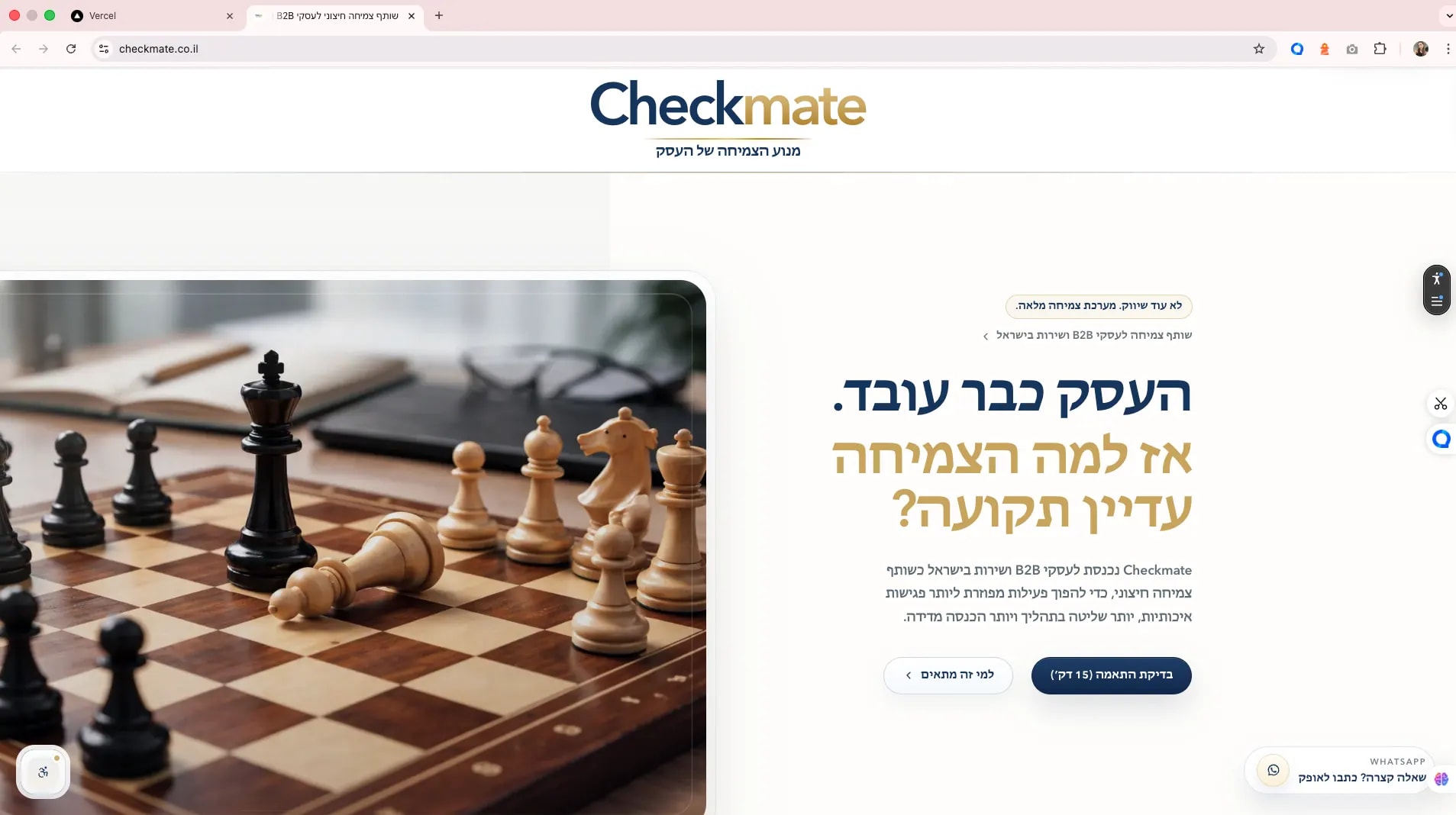 צילום מסך דף נחיתה לשירותי שיווק