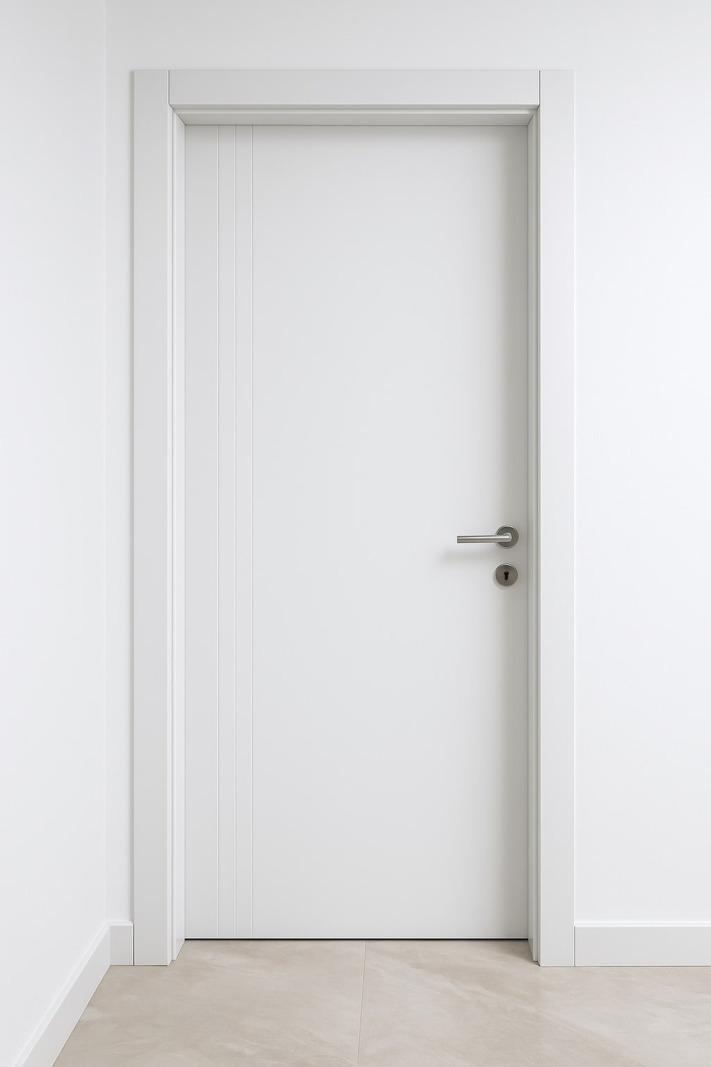 דלת פנים מעץ מלא בצבע לבן