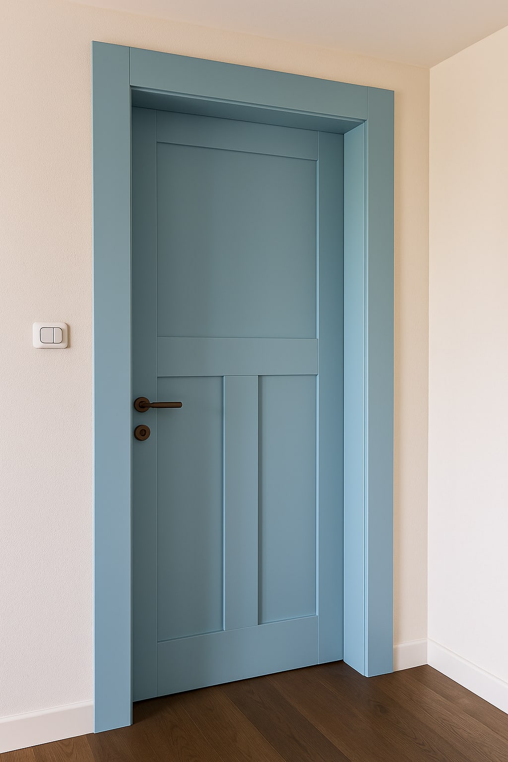 דלת פנים בצבע תכלת בגימור מאט