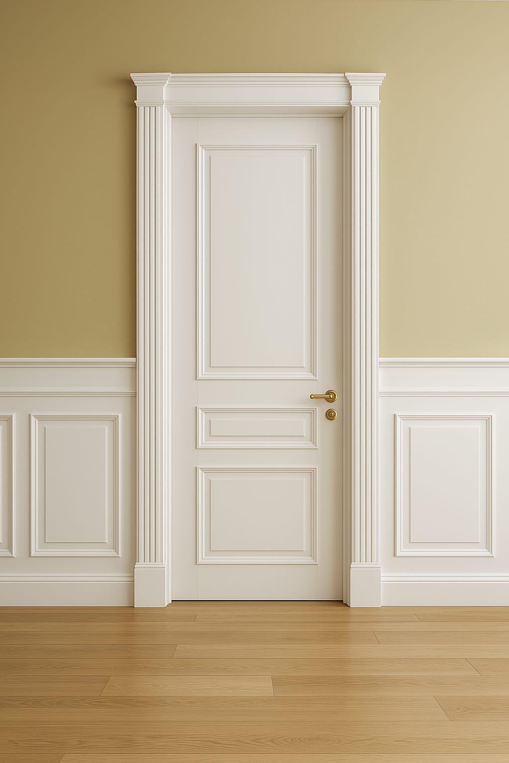 דלת פנים עם חריטות מלבניות ומשקוף