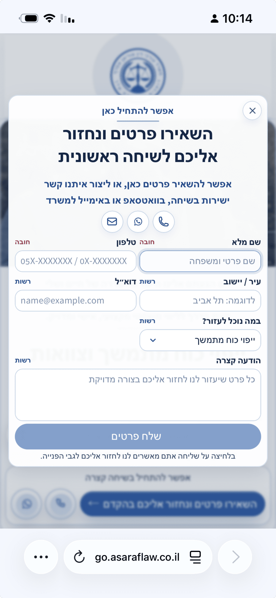 צילום מסך נוסף של טופס ליד 5