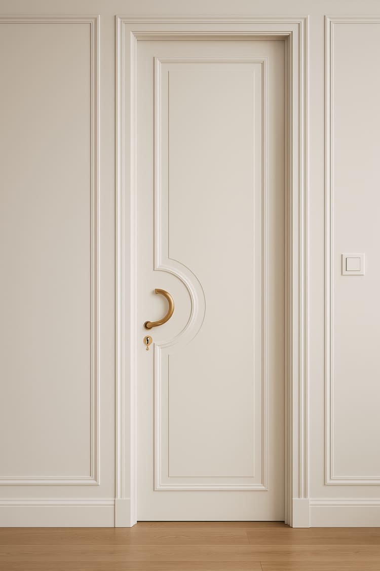 דלת פנים מעץ מלא בצבע לבן