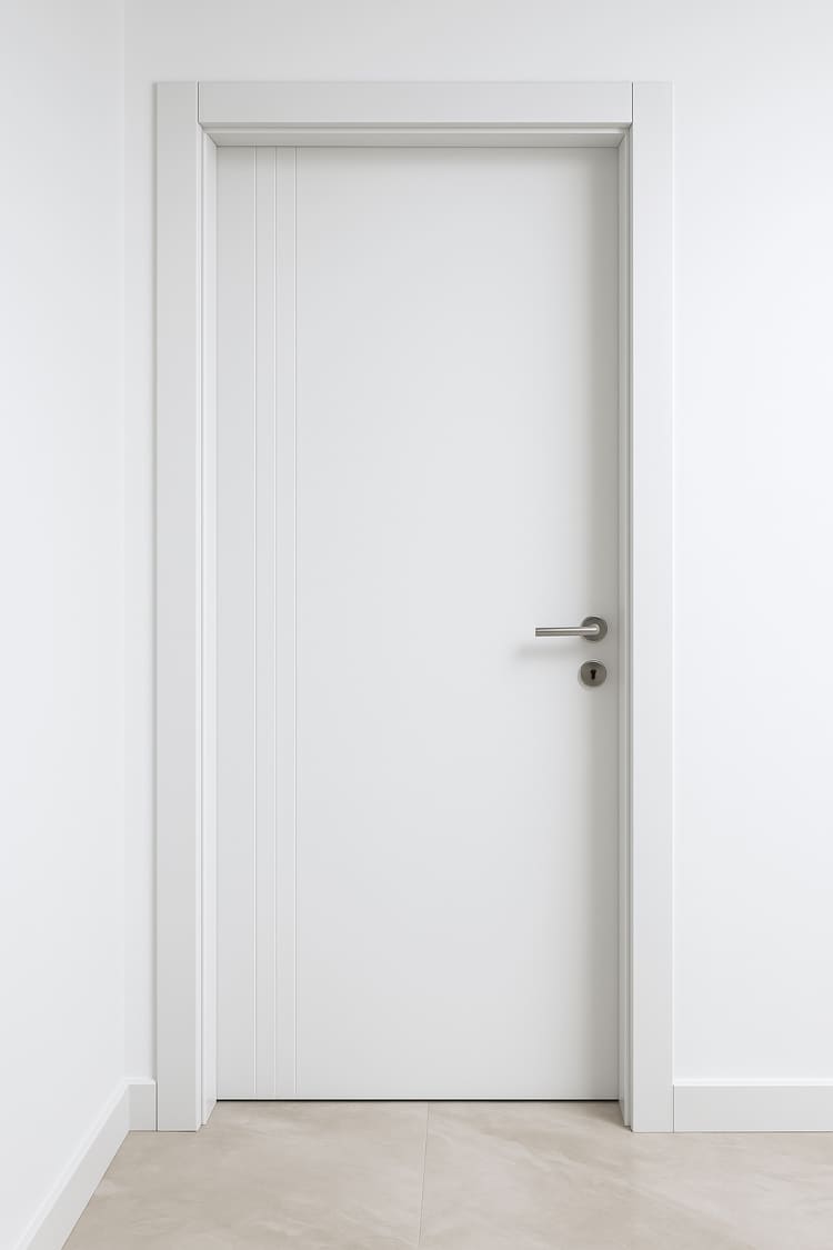 דלת פנים מעץ מלא בצבע לבן