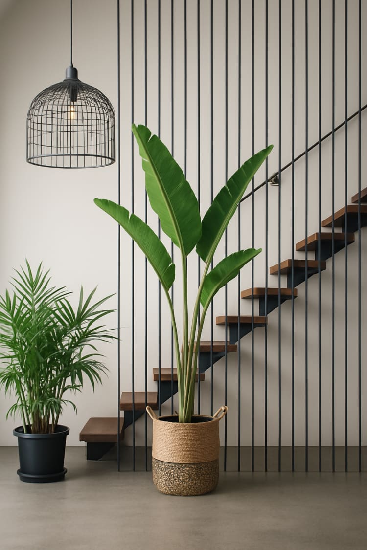 מדרגות צפות מודרניות מעץ מלא בצבע אגוז