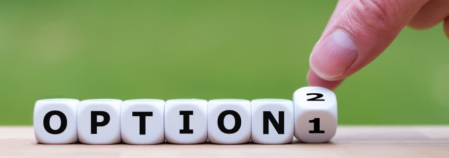 Banner image showing a student pointing to option choices