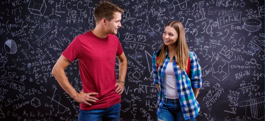 students chatting at a university event
