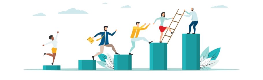 Image of building blocks with steps to success outlined