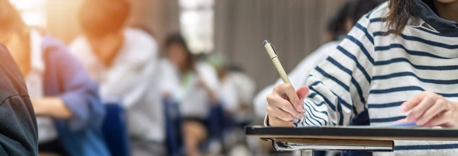 Image of a student completing a university application