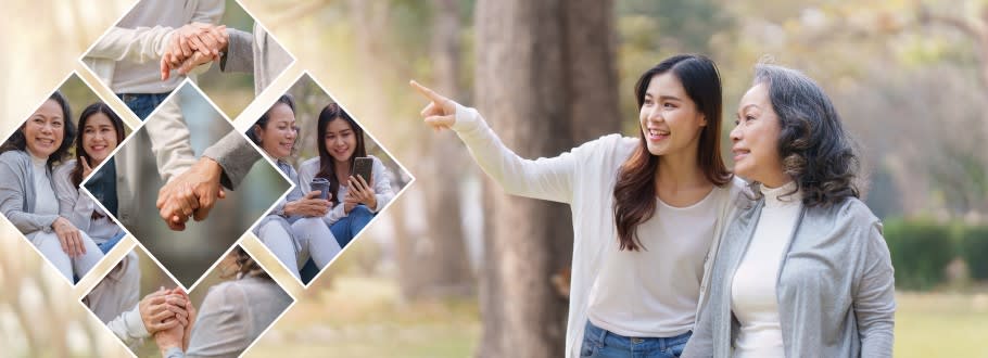 An image of a prospective student having a conversation with a member of her family