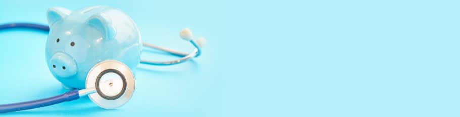 Image of a piggy bank with a stethoscope on it