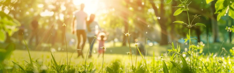 Image of a family walking in a field Image of a family walking in a field