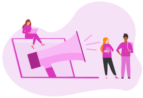 Microphone shouting at users from a laptop screen