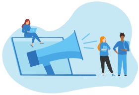 Uni Guide Podcast logo and hosts