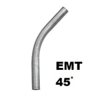 1 EMT ELBOW 45DEG Silver/Gray Color Made and Melted in the United States, Inline Galvanized OD and Epoxy modified acrylic ID, EMT Recognized as as Equipment Grounding Conductor by the NEC Threadless