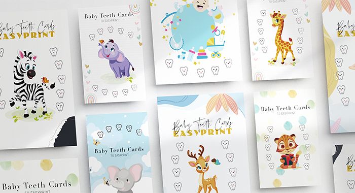 Design baby teeth cards online with free design templates!