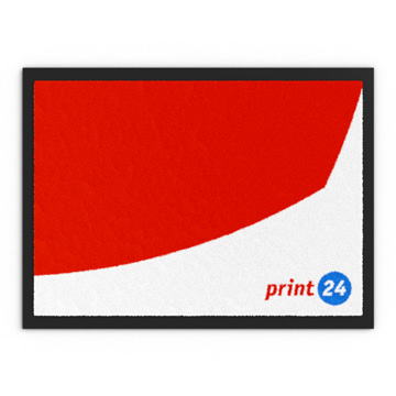 Graphique rouge et blanc avec une courbe dynamique, logo bleu « pixel24 » en bas à droite sur un tapis de sol haut de gamme.