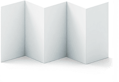 Representación esquemática 3D de un pliegue de acordeón de 4 pliegues.