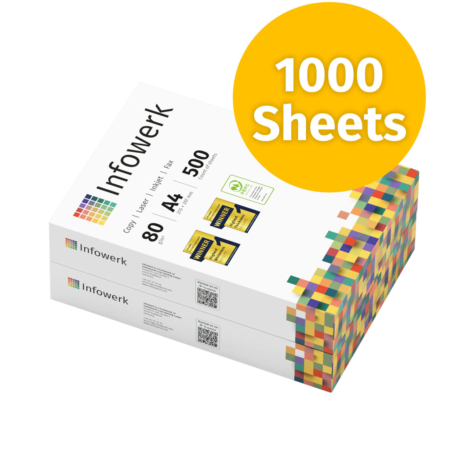 A4-kopipapir 80 g/m², 1000 ark – pålitelig kvalitet for klare og presise utskrifter. Perfekt for kontor, hjemmebruk og profesjonelle dokumenter.