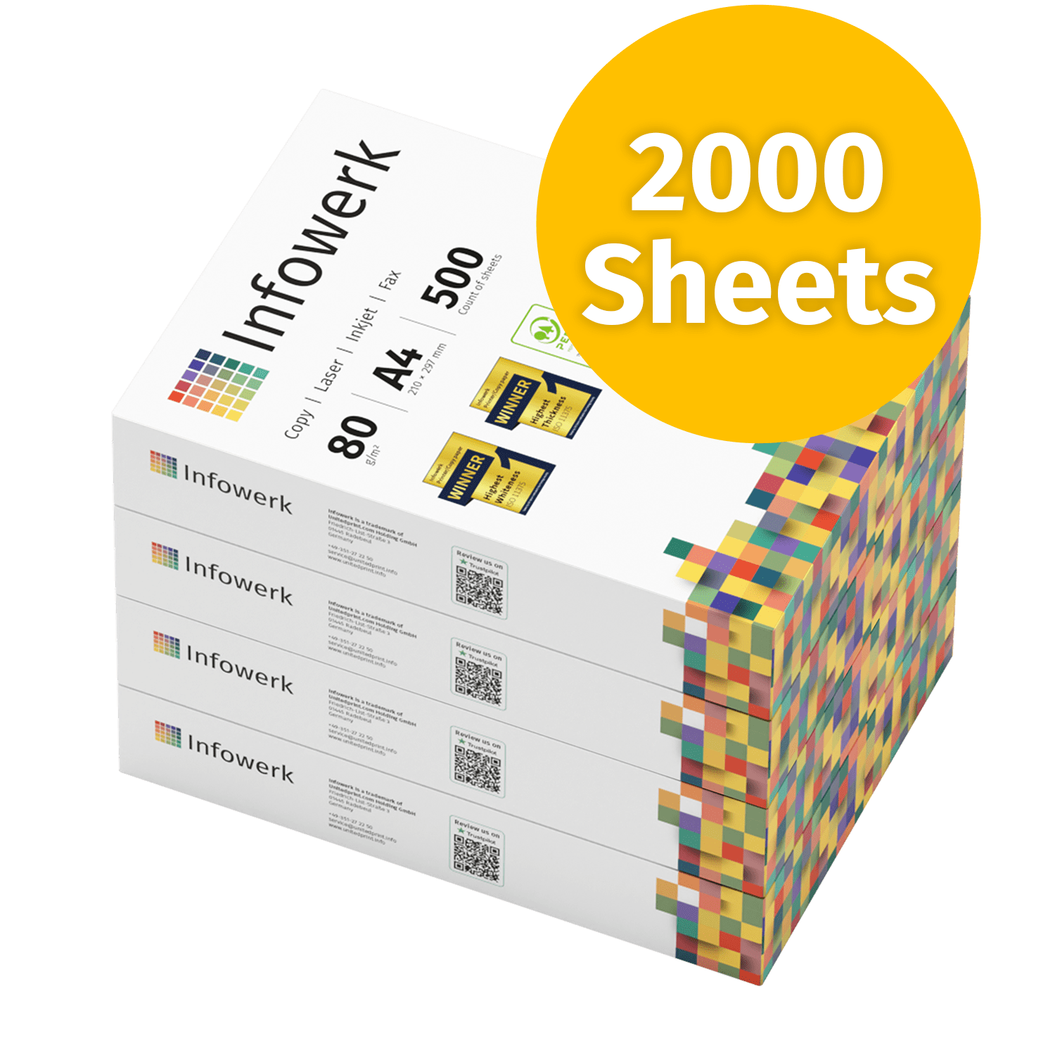 Papel de cópia A4 80 g/m² – 2000 folhas para impressões precisas e confiáveis. A base perfeita para impressoras de escritório e casa.