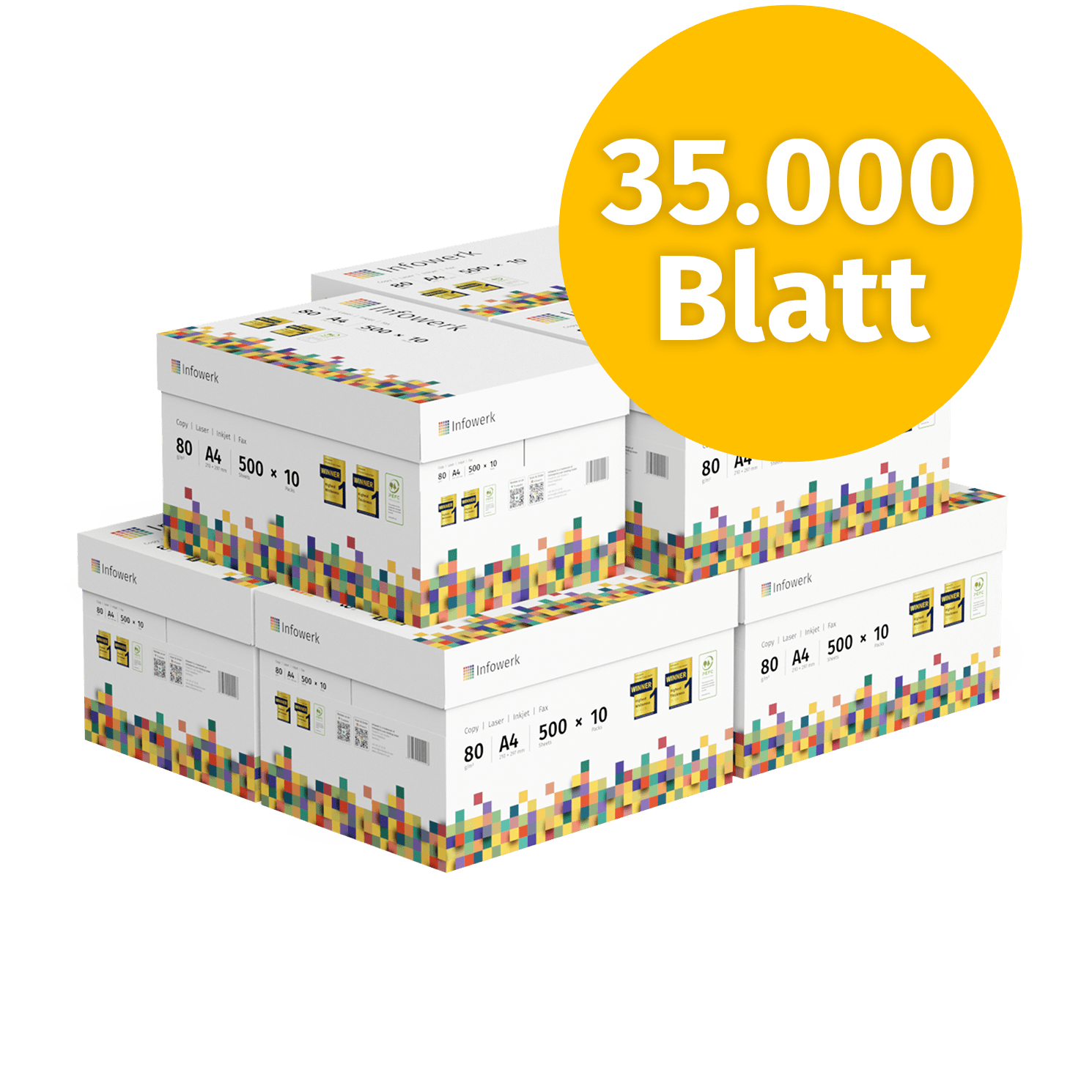 Standard-Kopierpapier A4, 80 g/m², 35.000 Blatt – eine vielseitige Wahl für Büro, Homeoffice und professionelle Dokumente.