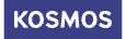 Blue logo with white capital letters "KOSMOS" in a rectangle, possibly representing a brand or company.