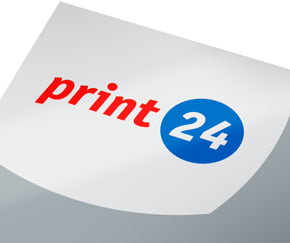 Section of a print template with print24 logo and protective varnish