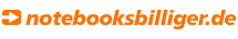 Logo von notebooksbilliger.de: Orange Schriftzug mit stilisiertem Einkaufswagen-Symbol auf weißem Hintergrund, repräsentiert die deutsche Elektronik-Website.