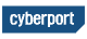 Logo Cyberport sur fond bleu, lettrage blanc "cyberport" dans un rectangle arrondi.