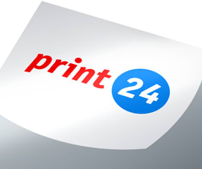 Section of a print template with print24 logo and cellophaning
