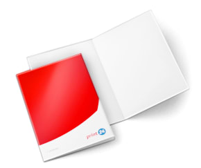 Dwuczęściowe teczki prezentowe z logo print24 – dostępne w wersji otwartej i zamkniętej na białym tle, idealne do stylowego przechowywania dokumentów.